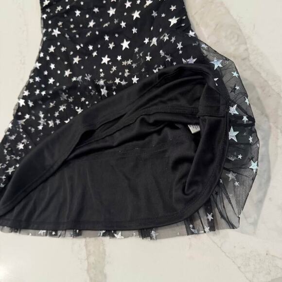 Altar’d State NWT Star Print Mini Dress Women’s Medium Black/Silver Ruched Sides - Picture 3 of 9